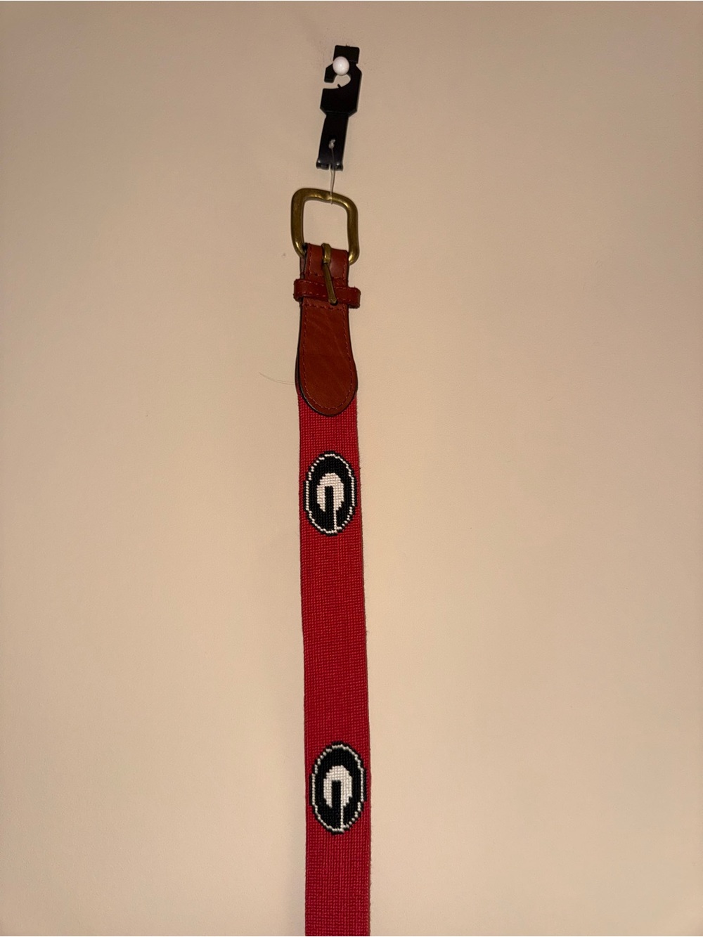 UGA Georgia Bulldogs Dawgs Woven Belt with Leather Trim and Brass Bucklex